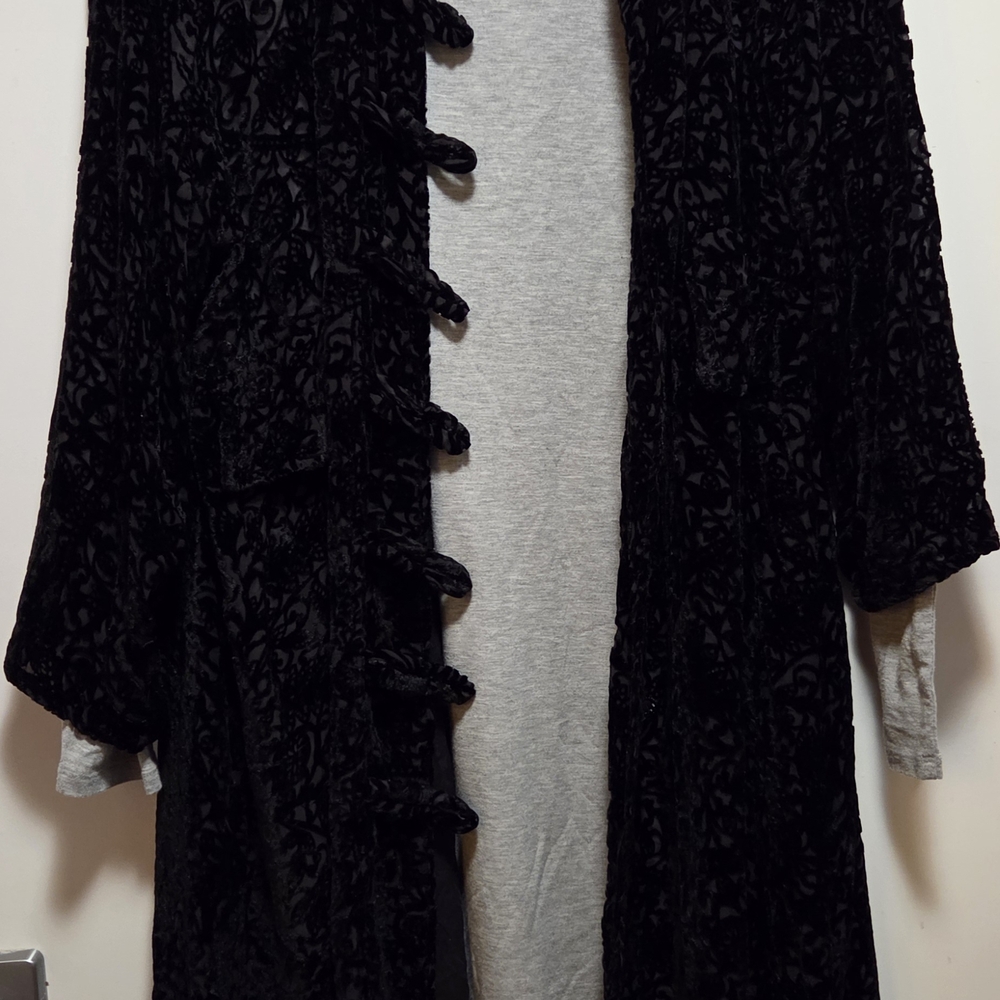 Elegant Black Velvet Women's Coat With beautiful buttons